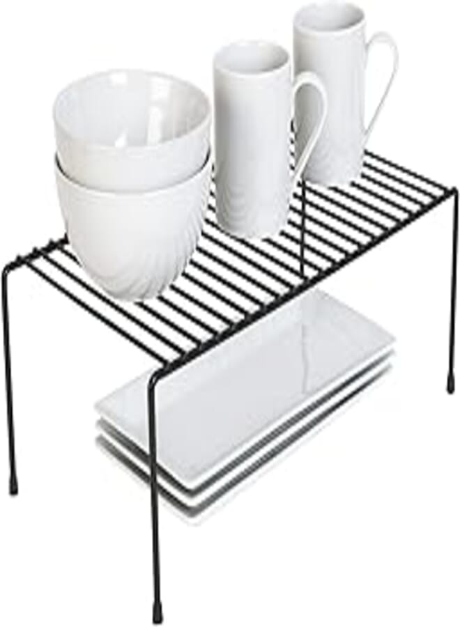 Smart Design Cabinet Storage Shelf Rack - Large (8.5 x 16 Inch) - Steel Metal Wire - Cupboard, Plate, Dish, Counter & Pantry Organizer Organization - Kitchen [Black]