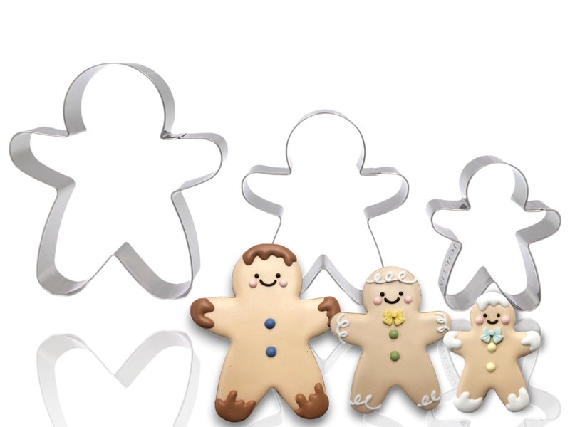 JOKUMO Gingerbread Men Set of 3 Cookie Cutter Set 4  Large Shape Cookie Cutter Mold - 18/0 Stainless Steel - Image 1