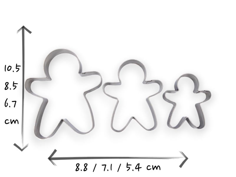 JOKUMO Gingerbread Men Set of 3 Cookie Cutter Set 4  Large Shape Cookie Cutter Mold - 18/0 Stainless Steel - Image 2