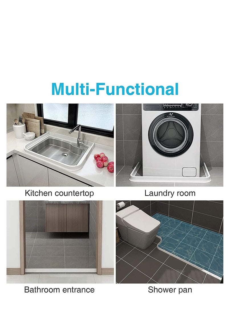 SYOSI Collapsible Threshold Water Dam Self-Adhesive Shower Barrier Bathroom And Kitchen Water Stopper Home Water Retention System Waterproof Water Flow Block Seal Strip 1.4M - Image 4