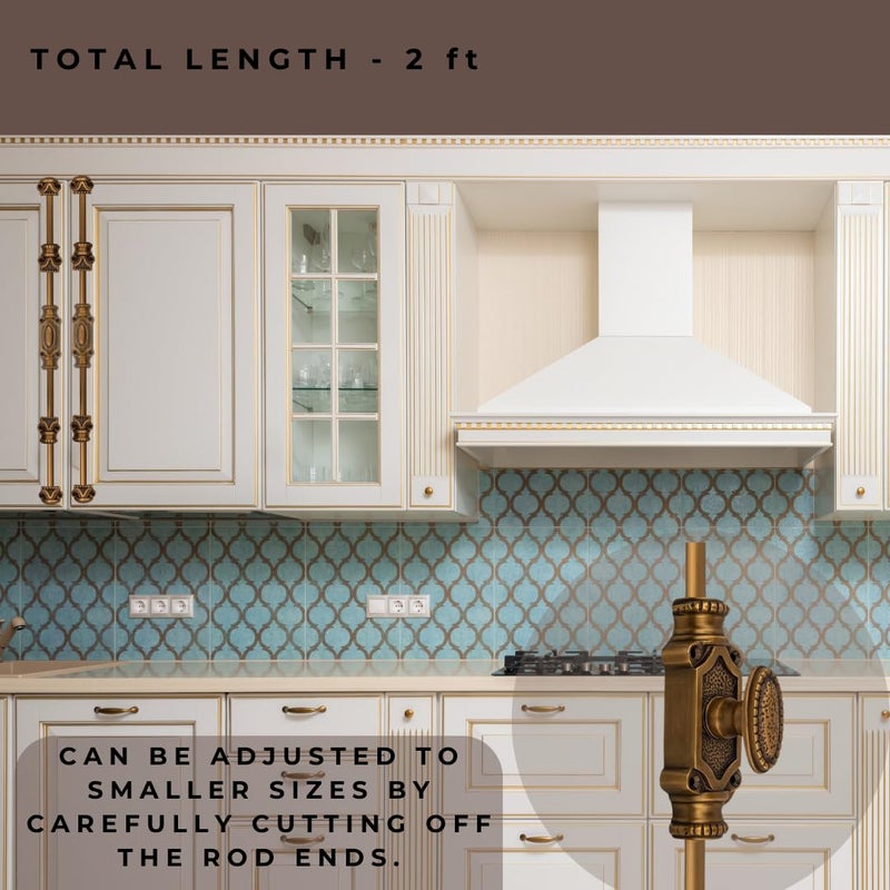 STALLION HARDWARE Antique Brass Cremone Bolt Set - Solid Brass Cabinet Hardware with 2' Rods & Handle, Perfect for Cabinets & Restoration Projects, Easy One-Side Operation for Timeless Charm - Image 3