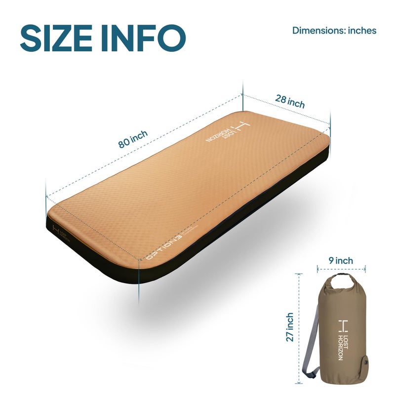 LOSTHORIZON Air & Foam Camping Mattress, Self-Inflating Sleeping Pad, 4.5" Thick, with Pump Sack, Single - Image 5