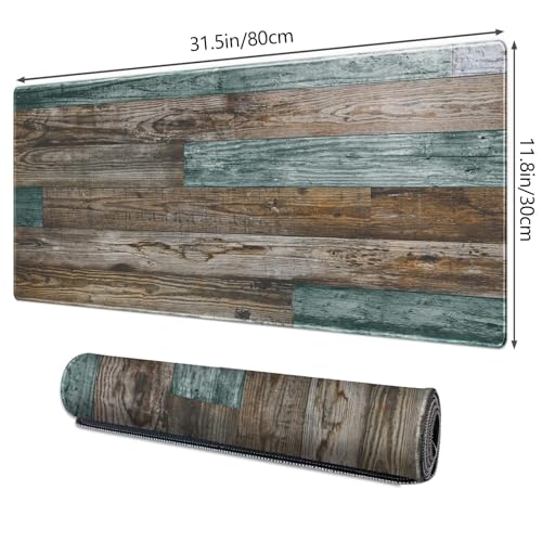 Galdas Gaming Mouse Pad Vintage Wood Grain Pattern XXL XL Large Mouse Pad Mat Long Extended Mousepad Desk Pad Non-Slip Rubber Mice Pads Stitched Edges Thin Pad (31.5x11.8x0.12Inch) - Image 3