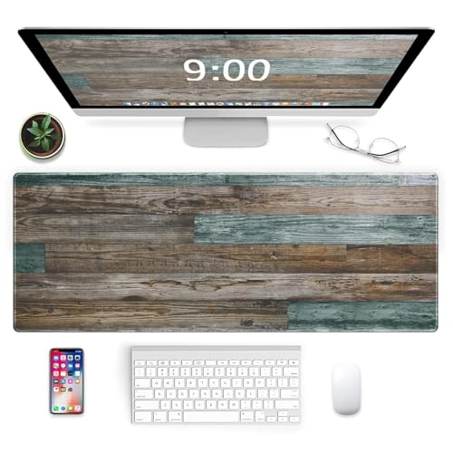 Galdas Gaming Mouse Pad Vintage Wood Grain Pattern XXL XL Large Mouse Pad Mat Long Extended Mousepad Desk Pad Non-Slip Rubber Mice Pads Stitched Edges Thin Pad (31.5x11.8x0.12Inch) - Image 1