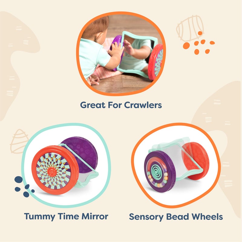 B. Toys ب. ألعاب - مرآة ألعاب الأطفال مع عجلات حسية متدحرجة - مرآة رولى-بولى تفاعلية لوقت البطن والزحف - التعلم المبكر لتطوير الرضع - 0+ أشهر - Image 5