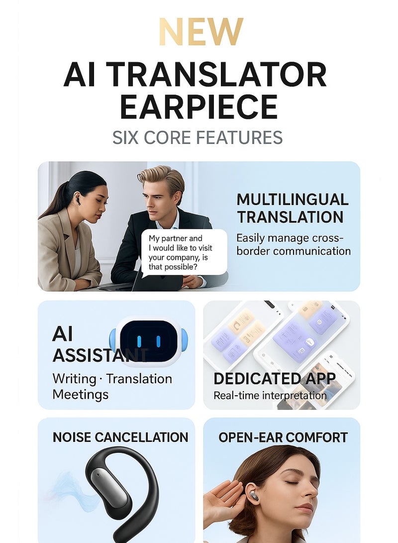 ألترون سماعات أذن رياضية لاسلكية ALTRONE مفتوحة الأذن بتقنية البلوتوث 5.4 مع علبة شحن، ترجمة فورية، صوت اتجاهي خالٍ من الضوضاء، تحكم باللمس، مقاومة للماء، عمر بطارية طويل - Image 3