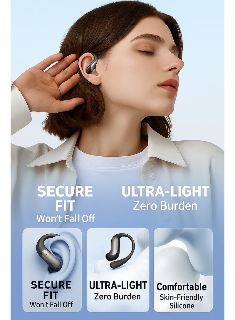 ألترون سماعات أذن رياضية لاسلكية ALTRONE مفتوحة الأذن بتقنية البلوتوث 5.4 مع علبة شحن، ترجمة فورية، صوت اتجاهي خالٍ من الضوضاء، تحكم باللمس، مقاومة للماء، عمر بطارية طويل - Image 4