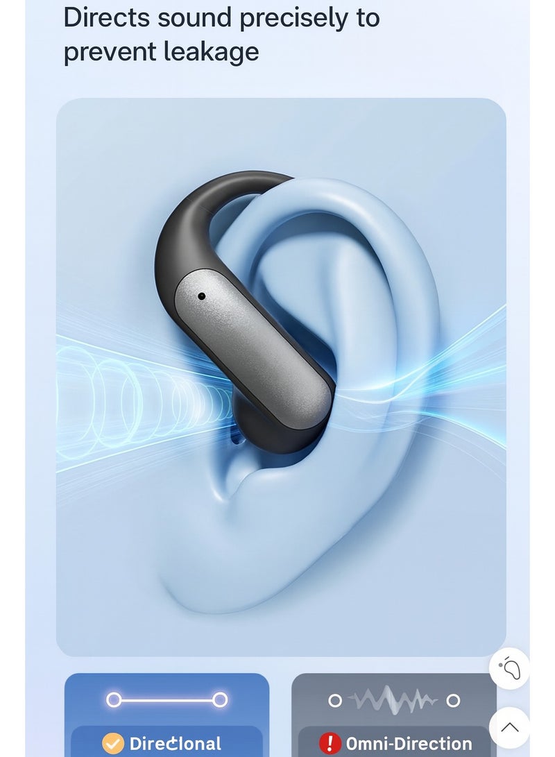 ألترون سماعات أذن رياضية لاسلكية ALTRONE مفتوحة الأذن بتقنية البلوتوث 5.4 مع علبة شحن، ترجمة فورية، صوت اتجاهي خالٍ من الضوضاء، تحكم باللمس، مقاومة للماء، عمر بطارية طويل - Image 5