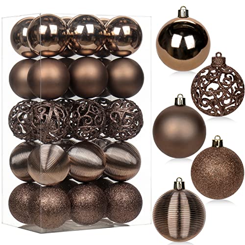 Briful 30PCS 2.36" Christmas Ball Ornaments Shatterproof Brown Christmas Tree Decorations Xmas Tree Balls Halloween Ornaments Décor - Image 1
