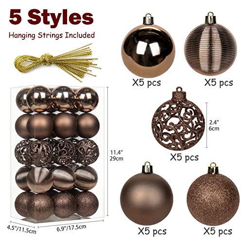 Briful 30PCS 2.36" Christmas Ball Ornaments Shatterproof Brown Christmas Tree Decorations Xmas Tree Balls Halloween Ornaments Décor - Image 2