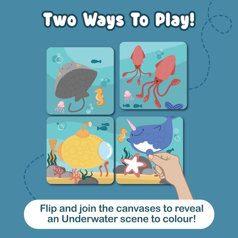 BINCA Dotties Dot Art Activity Kit, 750+ Stickers, Underwater Animals Mess-Free Activities, DIY Dot Sticker Art for Toddlers, Kids Travel Activities, Craft Kits & Gifts for Boys & Girls Ages 4,5,6,7 - Image 3