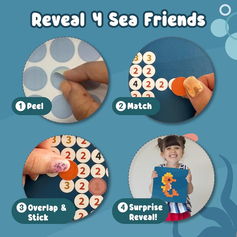 BINCA Dotties Dot Art Activity Kit, 750+ Stickers, Underwater Animals Mess-Free Activities, DIY Dot Sticker Art for Toddlers, Kids Travel Activities, Craft Kits & Gifts for Boys & Girls Ages 4,5,6,7 - Image 4