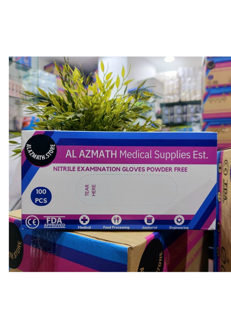 ALAZMATH.STORE - ALAZMATH.STORE NITRILE POWDER FREE GLOVES - MEDIUM SIZE - PACK OF 3 Packs - Image 1