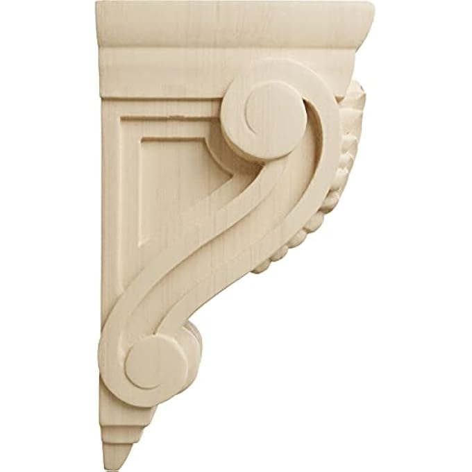 COR02X03X06FILW 2 5/8-INCH W X 3 3/4-INCH D X 6 5/8-INCH H SMALL FIG LEAF CORBEL, LINDENWOOD - Image 3