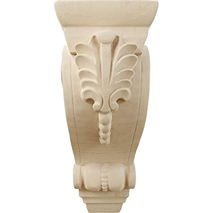 COR02X03X06FILW 2 5/8-INCH W X 3 3/4-INCH D X 6 5/8-INCH H SMALL FIG LEAF CORBEL, LINDENWOOD - Image 2