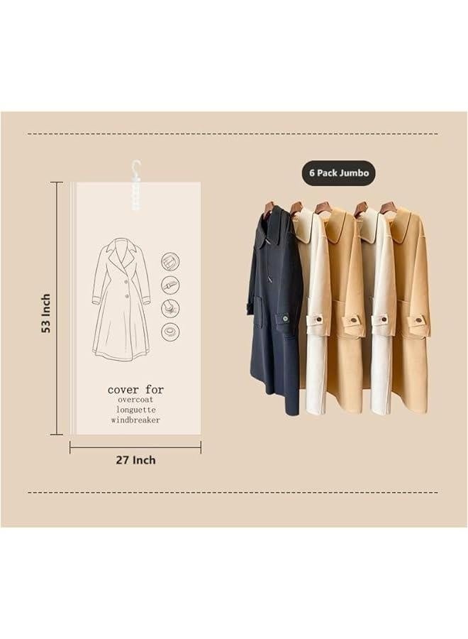 Hanging Space Bags Vacuum Storage Bags for Clothes, Dress, Winter Coats, 6 Pack 53.1x27.6 inch, Large Reusable Garment Protector - Image 3