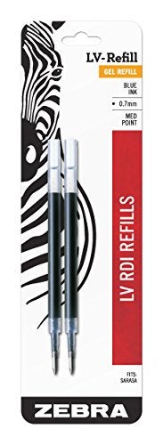 Zebra Pen إعادة تعبئة قلم حبر جل من زيبرا LV-Style، عبوة 2 حبر أزرق، 0.7 مم نقطة متوسطة، كتابة سلسة، تناسب أقلام جل زيبرا المختارة (87022) - Image 1