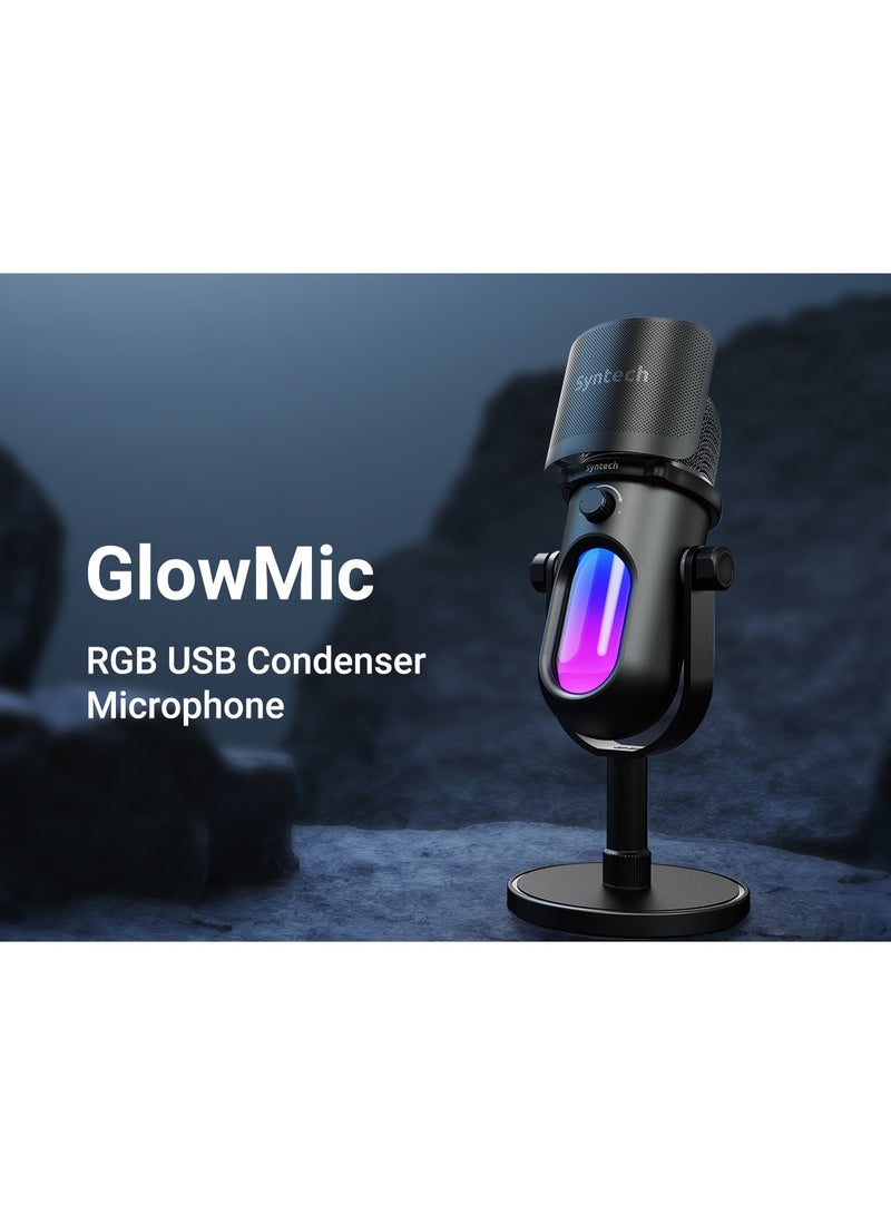سينتيك مايكروفون الألعاب Syntech RGB GlowMic USB مع إضاءة - تقنية إلغاء الضوضاء والتحكم في الكسب - مكثف للبث المباشر والألعاب (كمبيوتر/PC) - Image 2