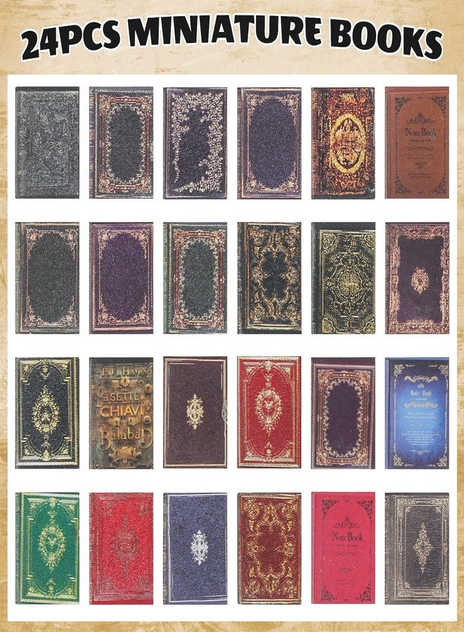DERAYEE كتب مصغرة ديراي 24 قطعة، مجموعة متنوعة من الكتب المصغرة الفارغة بمقياس 1:12 لزينة حفلات الهالوين وإكسسوارات المنزل للديكور في المنازل المصغرة - Image 5
