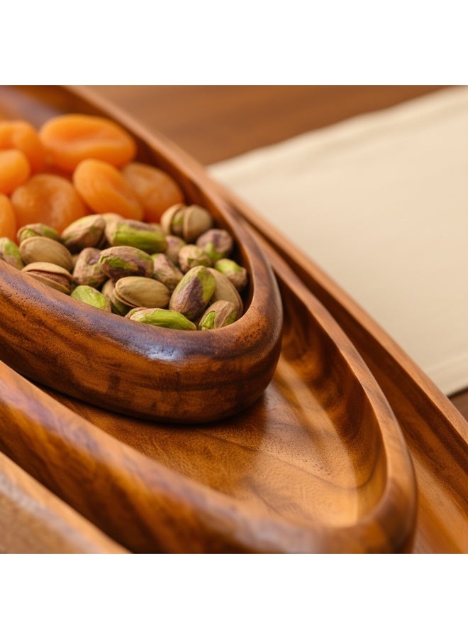 CASA HOME Premium Nested Wooden Serving Tray Set (3-Piece) – Oval Snack & Dessert Platters for Nuts, Dates, Sweets & Appetizers | Elegant Table Centerpiece - Image 3