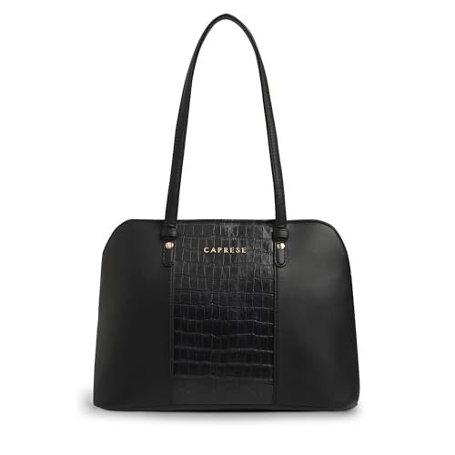 Caprese Visalia Tote Medium Bag for Women with Multi-Compartment, Comfortable Straps & Zip Closure | Ideal for 16 inch Laptop Bag | Stylish,Durable Design for Work,Travel, Shopping & Daily Use (Black) - Image 1
