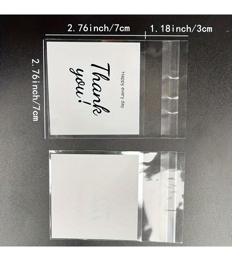 100 Pcs Plastic Gift Bags Self Sealing Transparent Thank You Design - Image 3