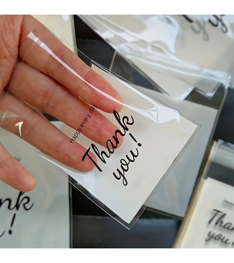 100 Pcs Plastic Gift Bags Self Sealing Transparent Thank You Design - Image 4