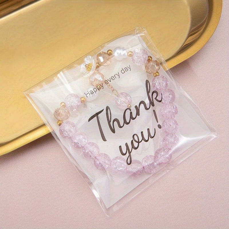 100 Pcs Plastic Gift Bags Self Sealing Transparent Thank You Design - Image 5