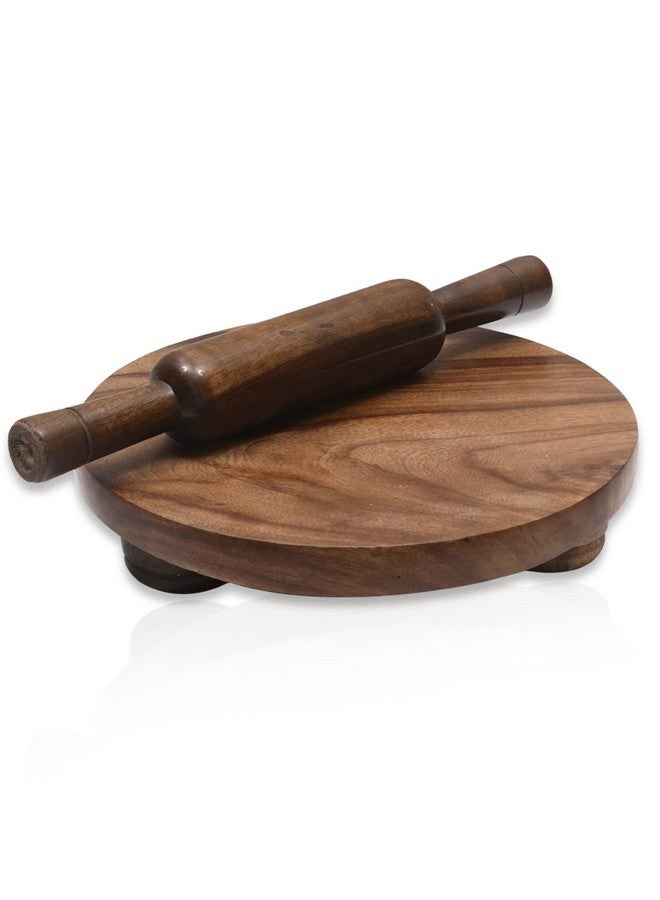 CRAFTY ESSENTIALS Sheesham Chakla Belan 10inch Diameter Belan 12 inch Set Roti Maker for Home & Kitchen Brown - Image 1