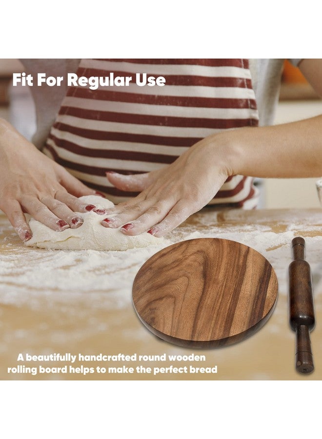 CRAFTY ESSENTIALS Sheesham Chakla Belan 10inch Diameter Belan 12 inch Set Roti Maker for Home & Kitchen Brown - Image 4