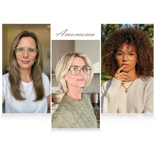 AMOMOMA Aviator Reading Glasses for Women,Men Blue Light Blocking Computer Readers Trendy Retro Metal Frame AM6162US, Black&Gold&Silver 2.00x - Image 3