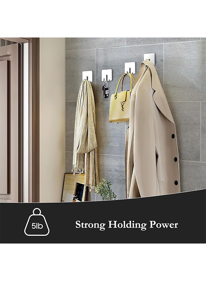 6 Pack Stainless Steel Heavy Duty Adhesive Towel Hooks for Bathrooms, Kitchen Towel Hooks, Waterproof Bathroom Hooks for Towels, Wall Hooks for Hanging, Adhesive Shower Coat Hook, Silver  - Image 3