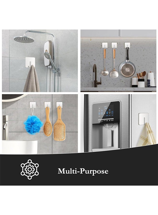 6 Pack Stainless Steel Heavy Duty Adhesive Towel Hooks for Bathrooms, Kitchen Towel Hooks, Waterproof Bathroom Hooks for Towels, Wall Hooks for Hanging, Adhesive Shower Coat Hook, Silver  - Image 5