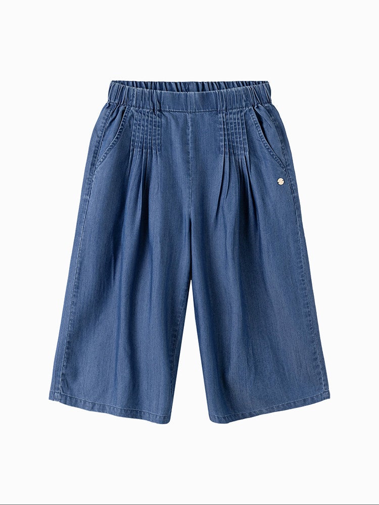 Balabala Girls' Denim Culotte Flowy Pants - Image 4