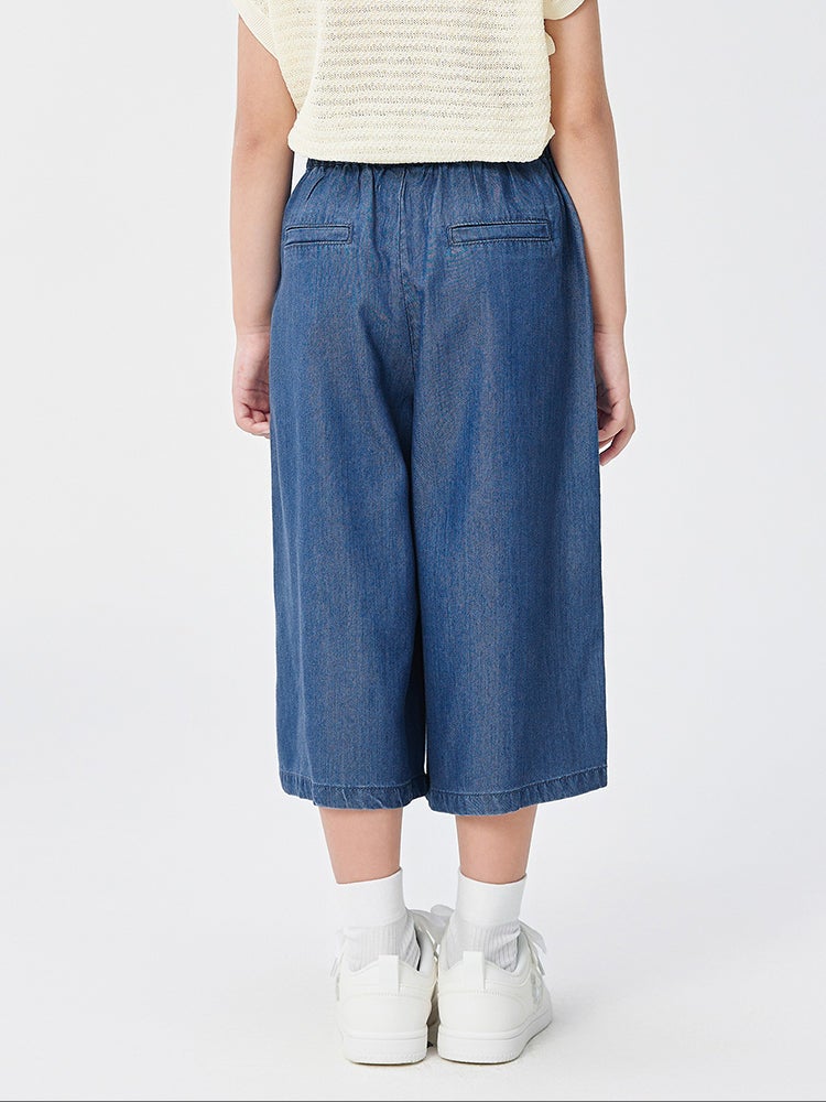Balabala Girls' Denim Culotte Flowy Pants - Image 3