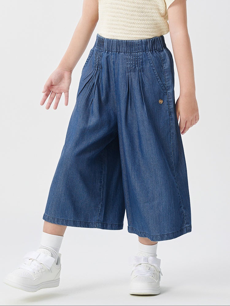 Balabala Girls' Denim Culotte Flowy Pants - Image 2