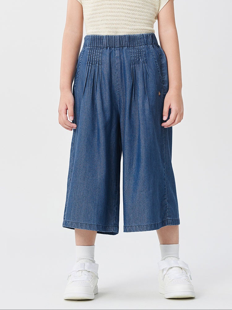 Balabala Girls' Denim Culotte Flowy Pants - Image 1
