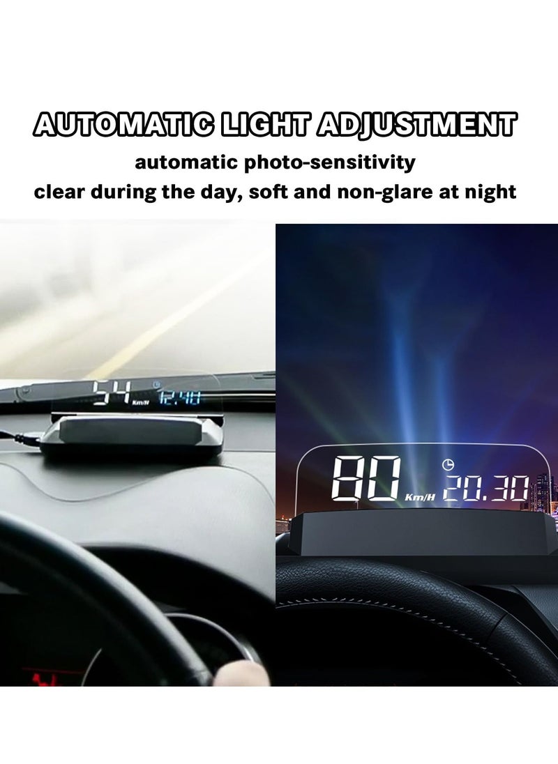 Excefore - Car Head Up Display, OBD2 + GPS Dual System, Digital Speedometer KMH MPH, Mirror Speed Projector, OverSpeed Alarm, Fatigue Driving Warning - Image 1