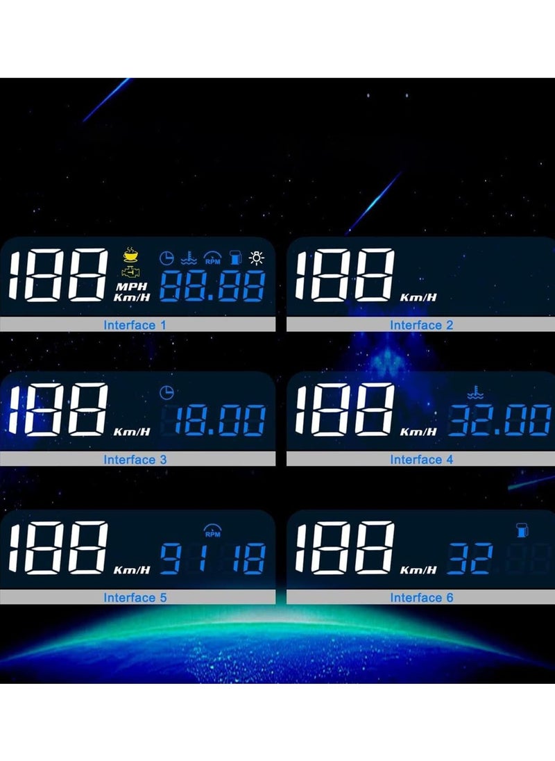 Excefore - Car Head Up Display, OBD2 + GPS Dual System, Digital Speedometer KMH MPH, Mirror Speed Projector, OverSpeed Alarm, Fatigue Driving Warning - Image 1