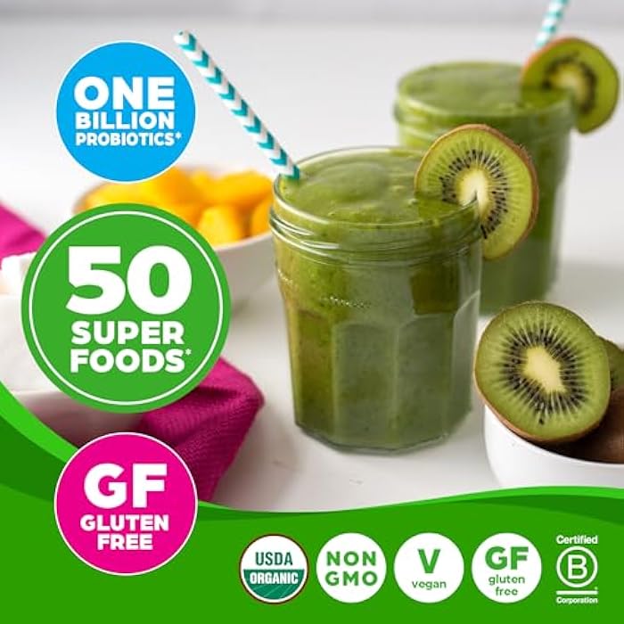 Orgain Organic Greens Powder + 50 Superfoods, Original - 1 Billion Probiotics for Digestive Health, Antioxidants, Vegan, Plant-Based, Gluten-Free, Non-GMO, Green Juice & Smoothie Drink Mix - 0.62lb - Image 3