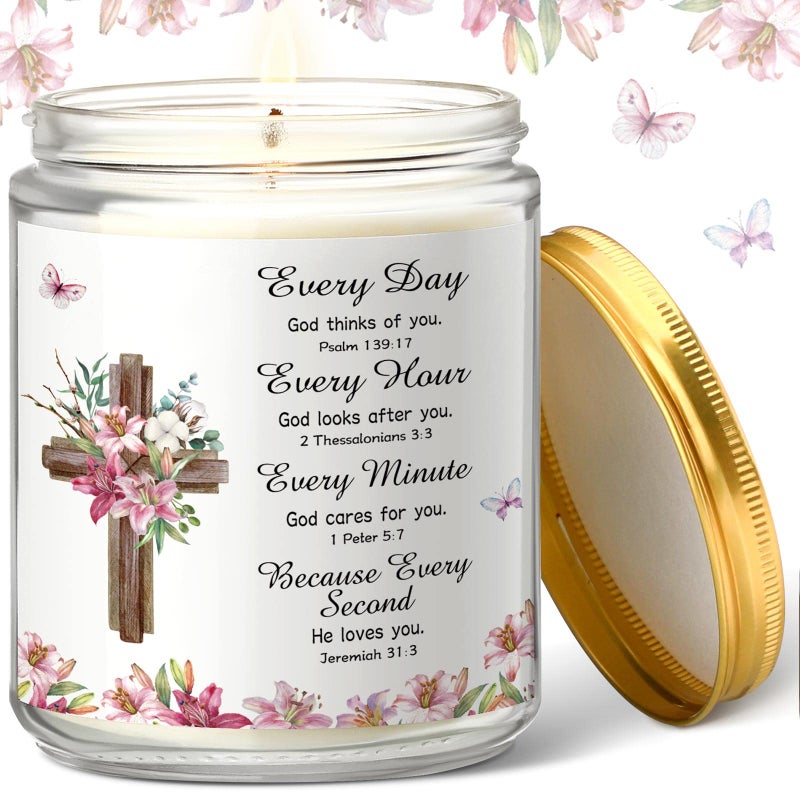Frienda Christian Prayer Candle Gift Religious Lavender Scented Candle Inspirational Christian Gift for Women Sister Teacher CoworkerBible