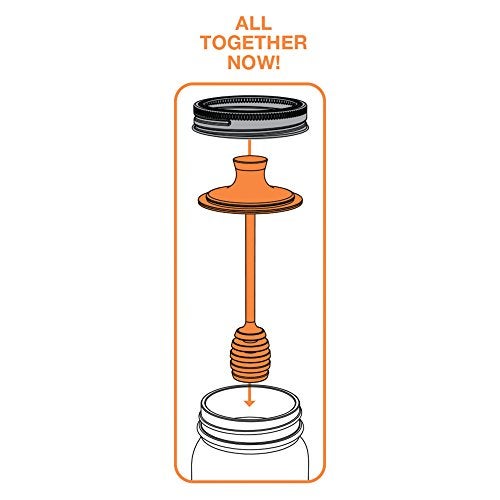Jarware Honey Dipper Lid for Regular Mouth Mason Jars, Orange, 16-Ounce - Image 5