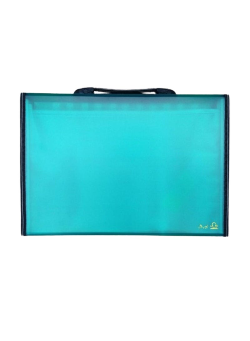 Libra 13 Pockets Expanding file W/Handle Full Scape Clear/Green - Image 2