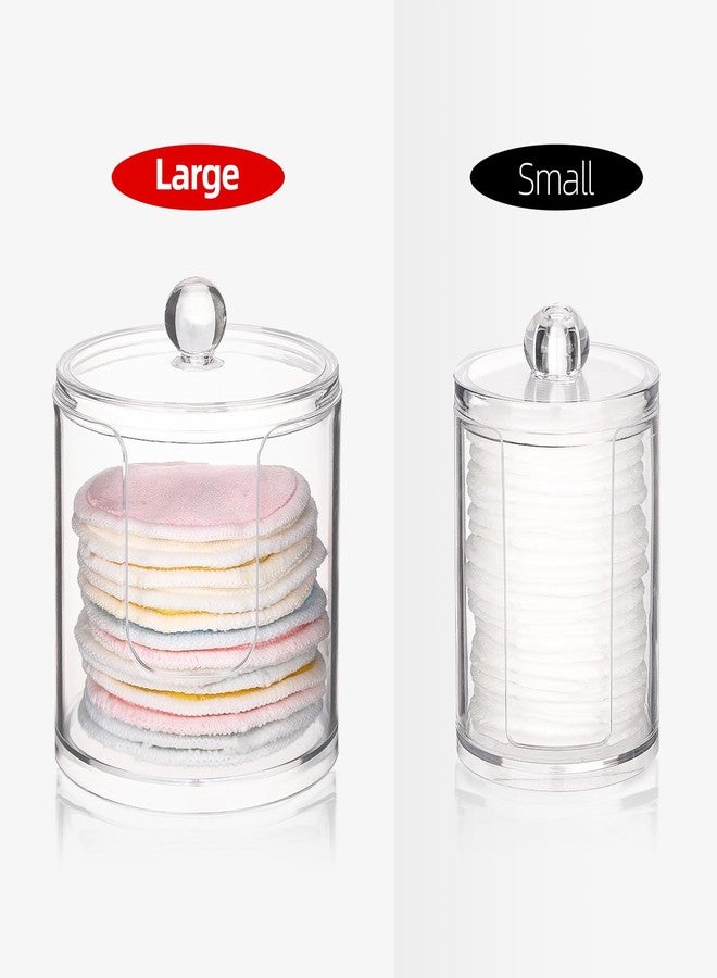 Tbestmax Plastic Cotton Round Holder and Dispenser, Clear Cotton Pads Storage Bathroom Canister Vanity Makeup Organizer - Image 3