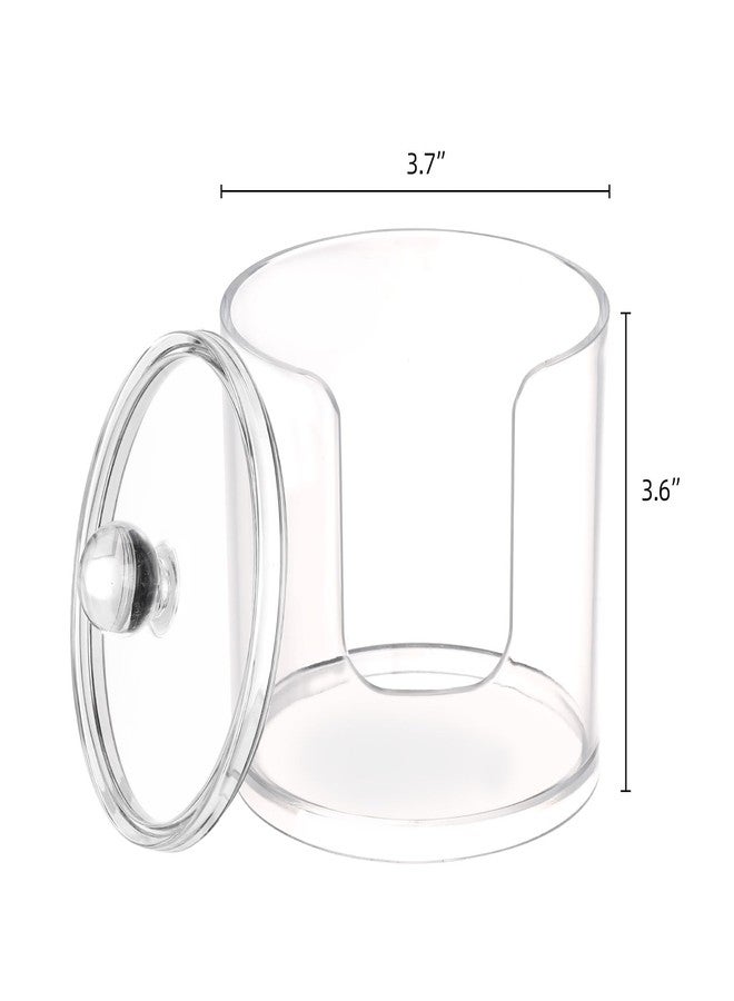 Tbestmax Plastic Cotton Round Holder and Dispenser, Clear Cotton Pads Storage Bathroom Canister Vanity Makeup Organizer - Image 2