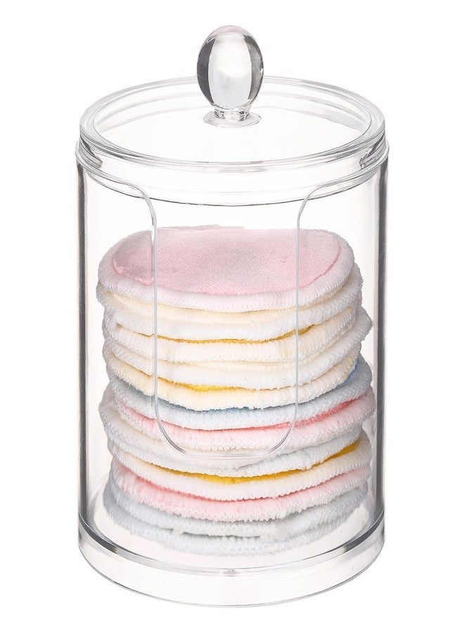 Tbestmax Plastic Cotton Round Holder and Dispenser, Clear Cotton Pads Storage Bathroom Canister Vanity Makeup Organizer - Image 1