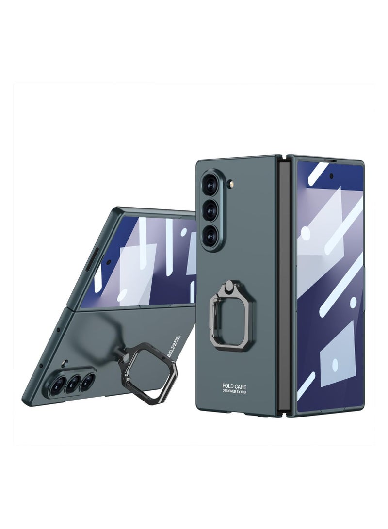 general Case compatible with Samsung Galaxy Z Fold 7, built-in 360° rotatable finger ring holder and front screen protection, skin-friendly case for Samsung Z Fold 7