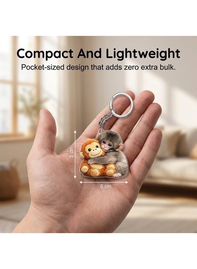 2PCS Adorable Monkey Keychain 2D Charms Cute Animal Accessories for Backpacks Bags and Keys - Image 5