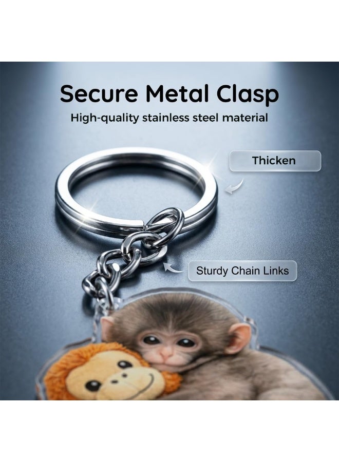 2PCS Adorable Monkey Keychain 2D Charms Cute Animal Accessories for Backpacks Bags and Keys - Image 3
