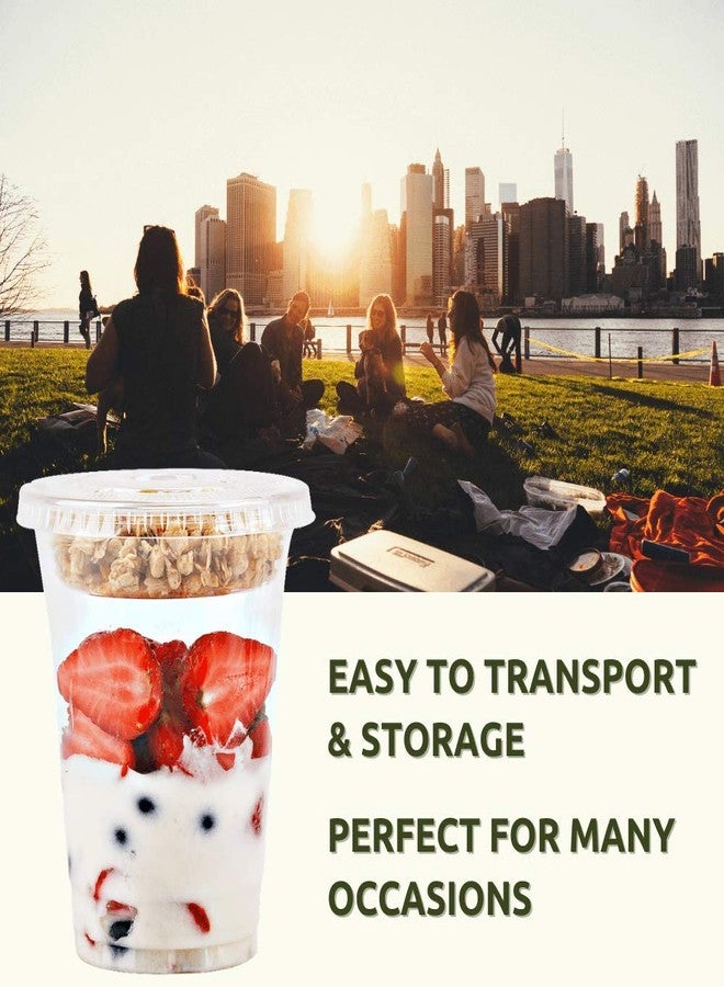 Aatriet 12 oz Clear Plastic Parfait Cups with Insert 3.25oz & Flat Lids No Hole - (50 Sets) Yogurt Fruit Parfait Cups for Kids, for Dips and Veggies, Take Away Breakfast and Snacks. No Leaking - Image 3